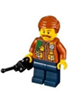 Jungle explorer with dark orange jacket with pouches, dark blue legs, smooth dark orange hair, life jacket center buckle, and moustache - cty0803