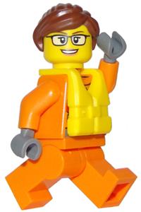Coast Guard Raft Pilot Minifigure - Female Coast Guard City minifigure with a raft pilot role - cty0812
