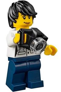 City Jungle Scientist Female - White Lab Coat with Sunglasses, Dark Blue Legs, Black Tousled Hair cty0814