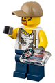 City Jungle Engineer with a white shirt, suspenders, dirt stains, dark blue legs, dark tan cap with hole, and a goatee - cty0815