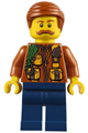 Jungle explorer with dark orange jacket with pouches, dark blue legs, dark orange smooth hair, and moustache - cty0821