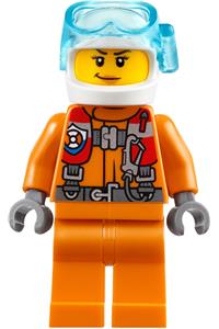 Coast Guard Rescuer  Minifigure - Female city coast guard rescuer with a scuba diver mask - cty0826