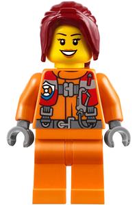 Watercraft Pilot Minifigure - Female Coast Guard City watercraft pilot with dark red hair - cty0827