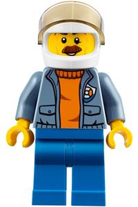 Helicopter Pilot Minifigure - City Coast Guard helicopter pilot with a moustache - cty0828