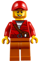 Male crook from the Mountain Police with a red fringed shirt with strap and pouch, wearing a red cap - cty0831