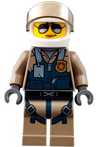 Police Officer Pilot Minifigure - Female mountain police officer dressed as a pilot, wearing a helmet and visor - cty0832
