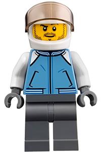 Helicopter Pilot Minifigure - Helicopter pilot wearing a medium blue jacket - cty0839