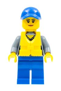 Coast Guard Crew Member Minifigure - Female Coast Guard crew member wearing a blue cap and a life jacket - cty0862