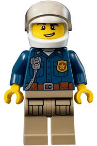 Police Officer Male Minifigure - Male mountain police officer wearing a white helmet and showing a smirk - cty0868