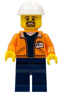 Miner Equipment Operator Minifigure - Miner with beard operating equipment - cty0875