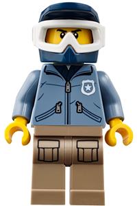 Police Officer Male Minifigure - Male mountain police officer wearing a dark blue cap and a sand blue jacket - cty0883