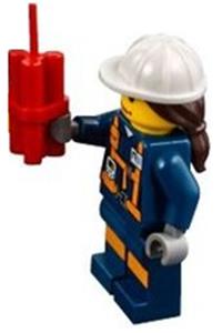 Miner Explosives Engineer - Female miner with dual-sided head, specializing in explosives engineering - cty0885