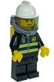 Fire - Reflective Stripes, Black Legs, White Fire Helmet, Smirk and Stubble Beard, Breathing Neck Gear with Yellow Airtanks - cty0891
