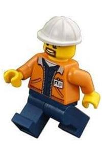 Miner Equipment Operator Minifigure - Miner equipment operator with reddish brown hair and a beard - cty0895