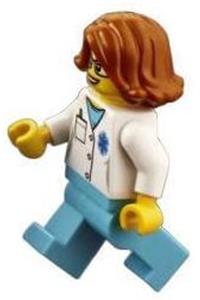 Doctor - EMT Star of Life, Medium Azure Legs, Dark Orange Female Hair Short Swept Sideways, Glasses cty0900