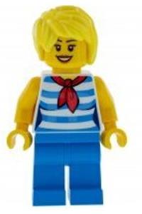 Ice Cream Vendor Minifigure - Ice cream vendor wearing a striped shirt - cty0938