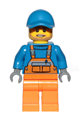 Overalls with Safety Stripe Orange, Orange Legs, Blue Short Bill Cap, Dark Tan Angular Beard - cty0945