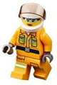 Fire - Reflective Stripes, Bright Light Orange Suit, White Helmet, Safety Glasses, Peach Lips Closed Mouth Smile - cty0961