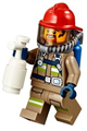 Fire - Reflective Stripes, Dark Tan Suit, Red Fire Helmet, Open Mouth with Goatee, Breathing Neck Gear with Blue Airtanks - cty0962