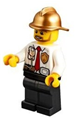 Fire - White Shirt with Tie and Belt and Radio, Black Legs, Gold Fire Helmet - cty0973