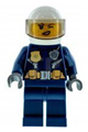 Police - City Helicopter Pilot Female, Gold Badge and Utility Belt, Dark Blue Legs, White Helmet, Peach Lips Crooked Smile with Freckles - cty0976