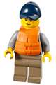 Kayaker wearing a dark blue cap and an orange life jacket with two straps - cty0987