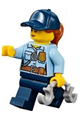 Police - City Officer Female, Bright Light Blue Shirt with Badge and Radio, Dark Blue Legs, Dark Blue Cap with Dark Orange Ponytail - cty0992