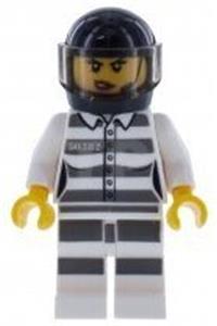 Sky Police - Jail Prisoner 50382 Prison Stripes, Female, Scowl with Red Lips and Open Mouth, Black Helmet cty0998