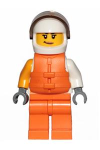 Jet Skier Female Minifigure - Female jet skier with VITA RUSH logo on outfit, wearing a life jacket - cty1002