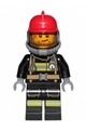 Fire - Reflective Stripes, Stubble Beard, Red Helmet, Breathing Neck Gear with Blue Airtanks - cty1004