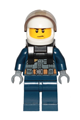 Police - City Pilot, Jacket with Dark Bluish Gray Vest, Dark Blue Legs, White Helmet, Scowl with Neck Bracket - cty1007