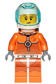 Astronaut - Female, Orange Spacesuit with Dark Bluish Gray Lines, Trans Light Blue Large Visor, Freckles with Smirk and Winking - cty1008