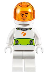 Astronaut Male Minifigure - Male astronaut in a white spacesuit with a lime belt, trans orange large visor, sporting stubble and a smirk - cty1009