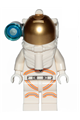 Male astronaut in a white spacesuit with orange lines, a side lamp, and smirk with cheek lines - cty1027