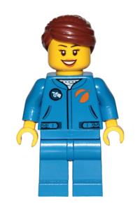 Astronaut - Female, Blue Jumpsuit, Reddish Brown Hair Swept Back Into Bun, Open Mouth Smile cty1036