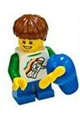 Boy, Classic Space Shirt with Minifigure Floating and Back Print, Blue Short Legs, Reddish Brown Hair - cty1046