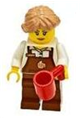 Barista - Female, Reddish Brown Apron with Cup and Name Tag, Medium Nougat Hair - cty1049