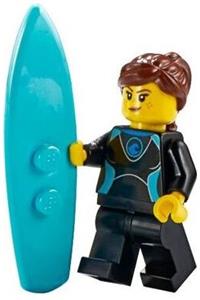 Surfer - Female, Black Wetsuit with Medium Azure Trim, Reddish Brown Hair cty1051