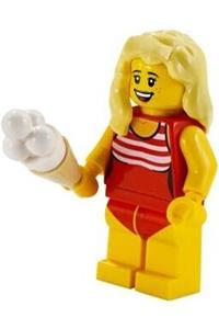 Swimmer - Female, Red Swimsuit with White Stripes, Bright Light Yellow Hair cty1053