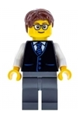 Launch Director - Male, Black Vest with Blue Striped Tie, Reddish Brown Short Tousled Hair, Glasses - cty1057