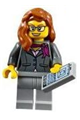 Scientist - Female, Dark Bluish Gray Jacket with Magenta Scarf, Dark Orange Female Hair over Shoulder, Glasses - cty1058