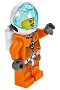 Astronaut - Female, Orange Spacesuit with Dark Bluish Gray Lines, Trans Light Blue Large Visor, Open Mouth Smile cty1065