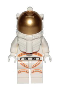 Astronaut Male Minifigure - Male astronaut wearing a white spacesuit with orange lines and sporting a thin grin - cty1076