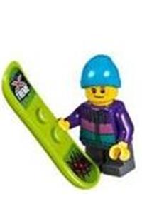 Boy Minifigure - Boy with a dark purple jacket, dark bluish gray short legs, and a ski beanie hat - cty1081