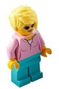 Female Minifigure - Female minifigure wearing a bright pink top and medium azure legs - cty1116