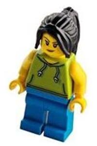 Tourist Minifigure - Female tourist/surfer wearing a lime hoodie - cty1117