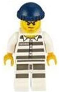 Police - Jail Prisoner 50380 Prison Stripes, Stubble, Dark Blue Knit Cap cty1127