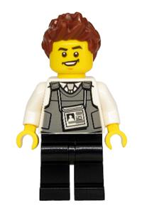 Security Officer Minifigure - Security officer police minifigure with black legs and brown hair - cty1135
