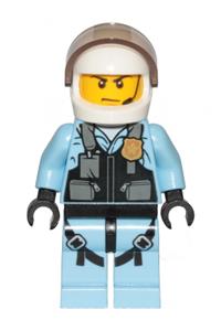 Helicopter Pilot Minifigure - Helicopter pilot in a bright light blue jumpsuit from the police department - cty1148