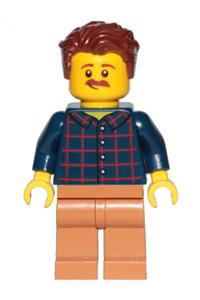 Dad - Dark Blue Plaid Button Shirt, Medium Nougat Legs, Reddish Brown Hair Swept Left Tousled cty1152